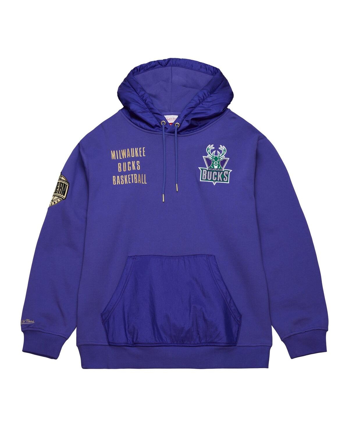 Mitchell & Ness Men's Purple Milwaukee Bucks Team Og 2.0 Vintage Logo Fleece Pullover Hoodie In Purple