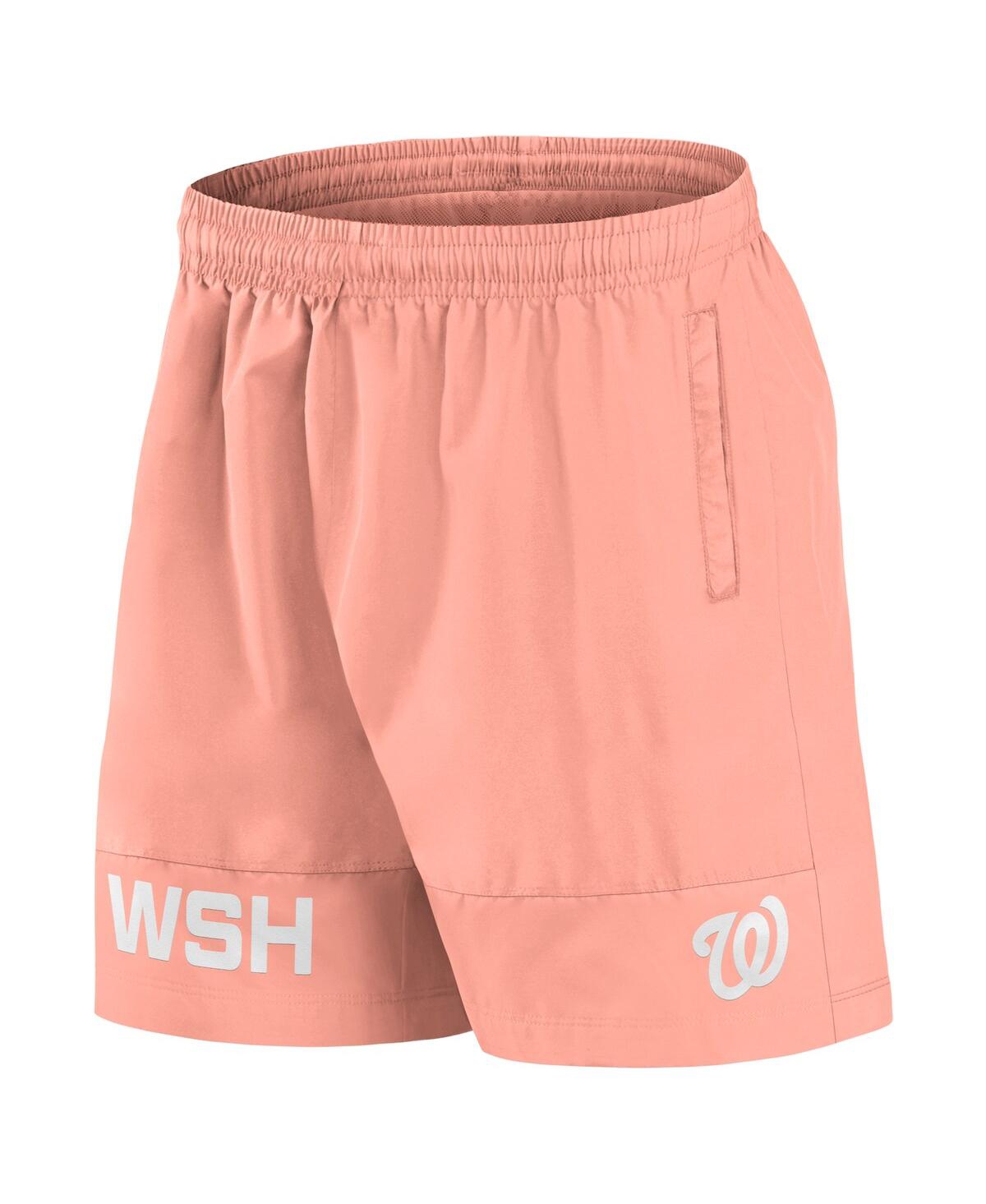 Fanatics Men's Coral Washington Nationals Elements Swim Shorts In Pink