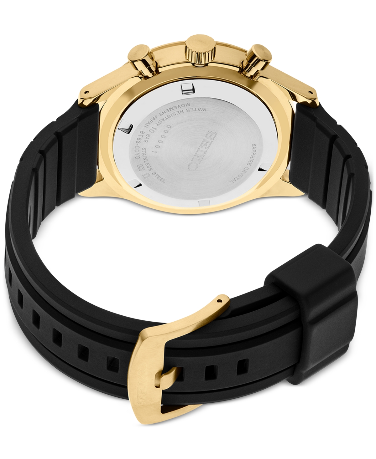 SEIKO MEN'S CHRONOGRAPH ESSENTIALS BLACK SILICONE STRAP WATCH 43MM