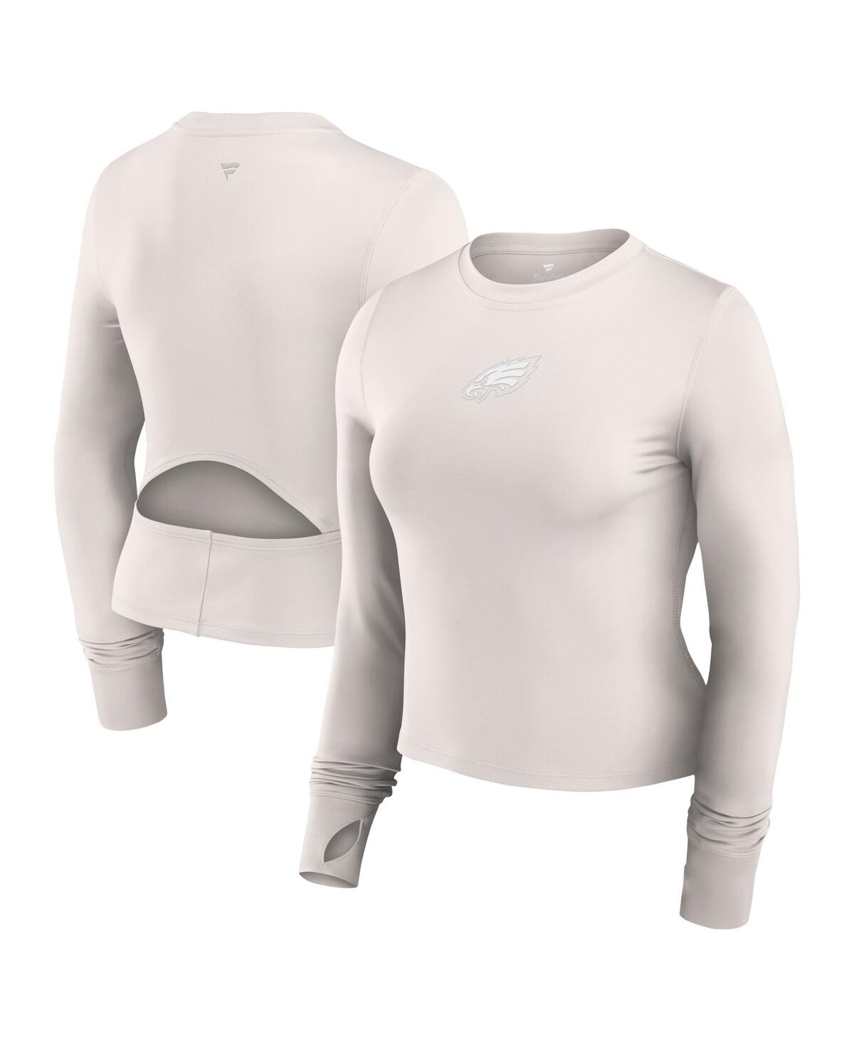 Fanatics Women's White Philadelphia Eagles Studio Fitted Long Sleeve Gym Top In White