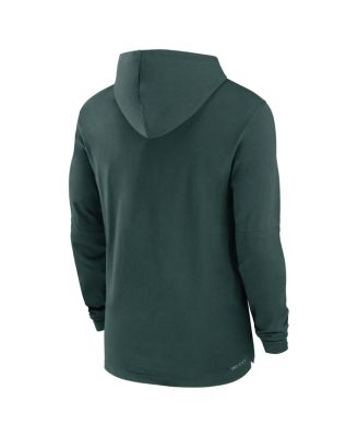 Men's Green Michigan State Spartans Sideline Hoodie Performance Long Sleeve T-Shirt