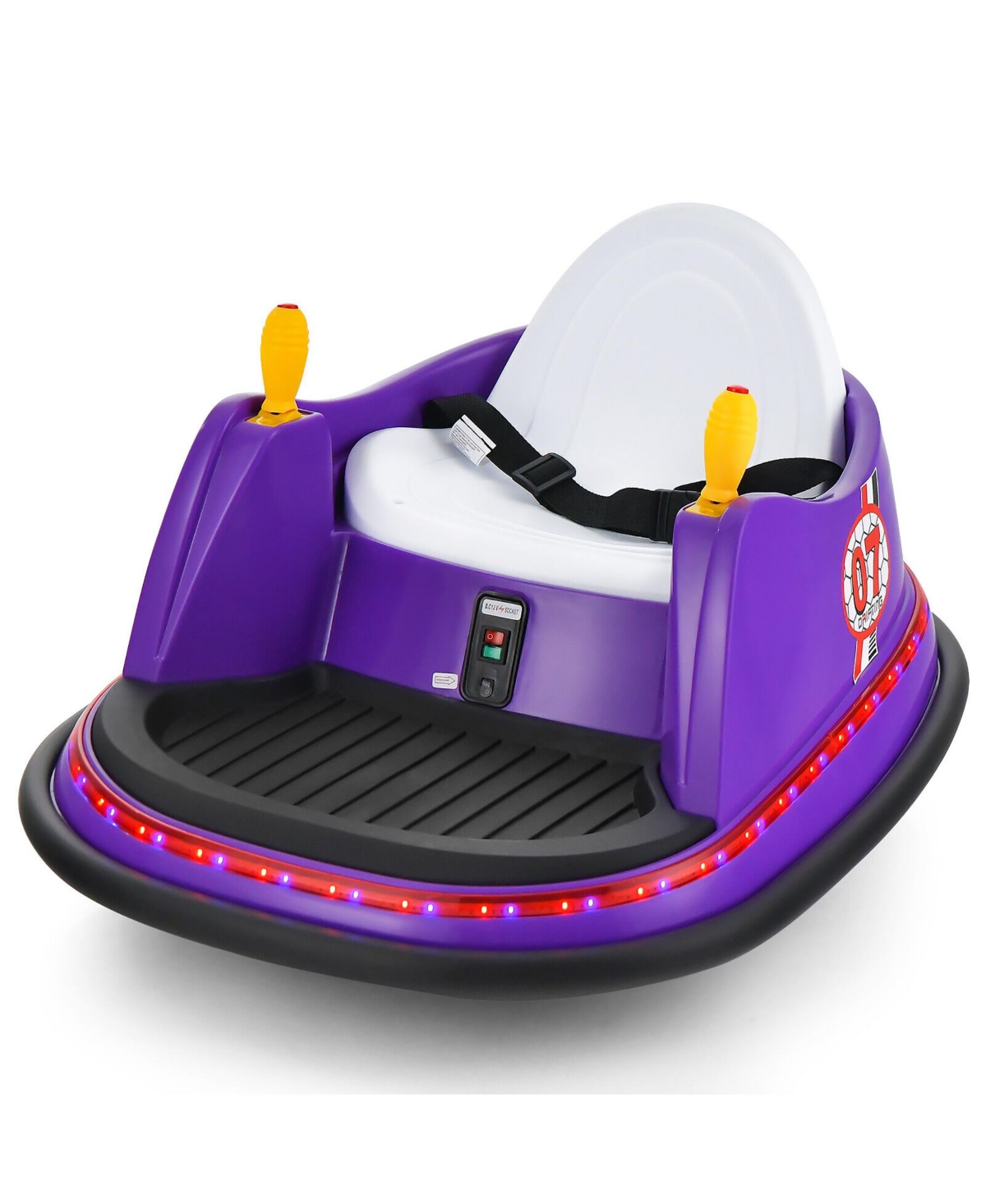 Gymax 12V Vehicle 360 Degree Spin Race Toy Kids Ride On Bumper Car w/ Remote Control Pink - Purple+black+white+yellow
