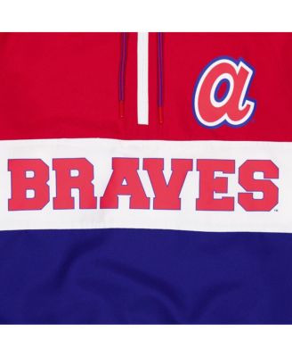 Men's Blue Atlanta Braves Ripstop Raglan Quarter-Zip Hoodie Windbreaker Jacket