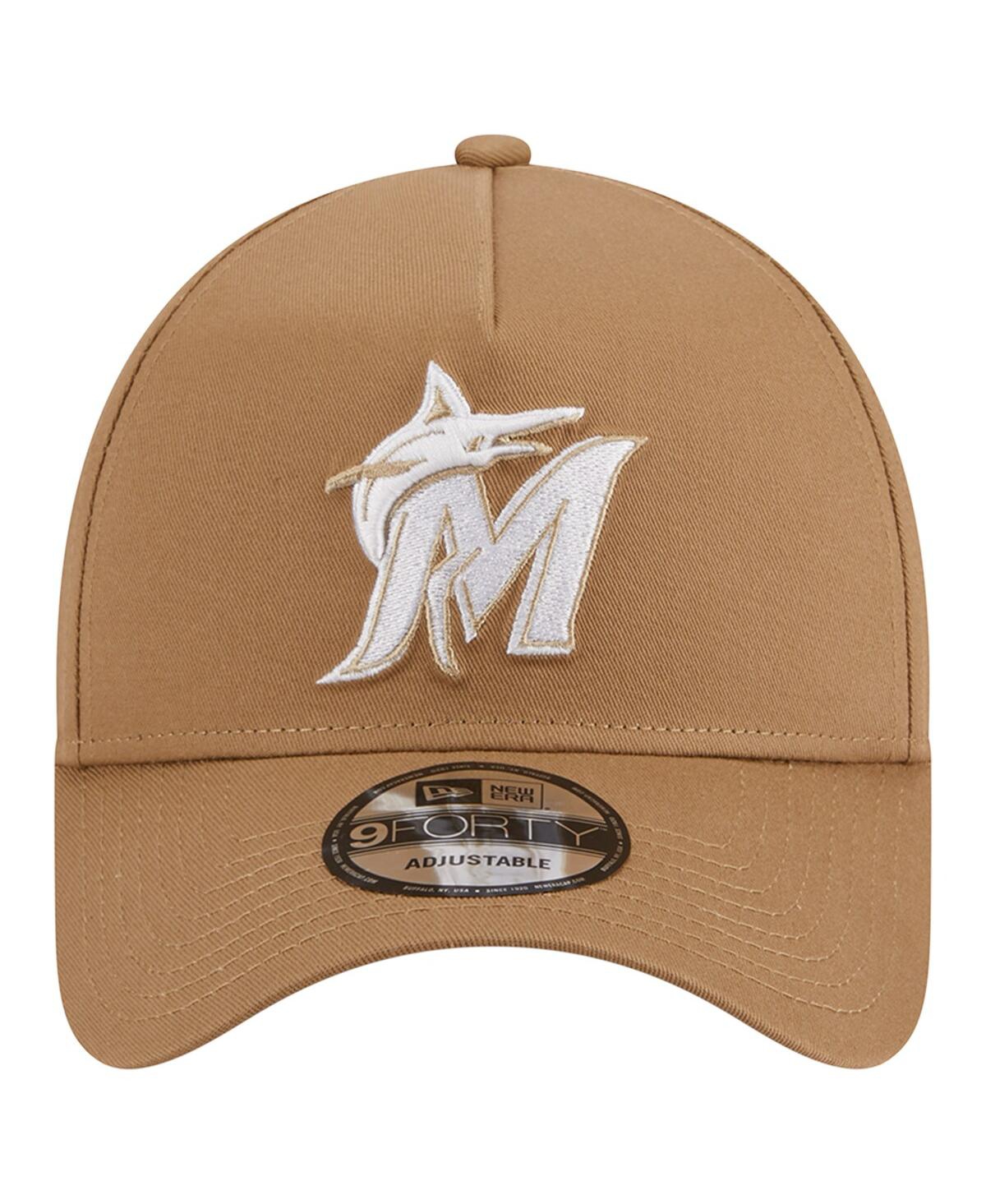 New Era Men's Khaki Miami Marlins A-frame 9forty Adjustable Hat In Khaki