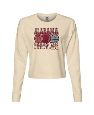 Women's Natural Alabama Crimson Tide Comfort Colors Basketball Cropped Long Sleeve T-Shirt