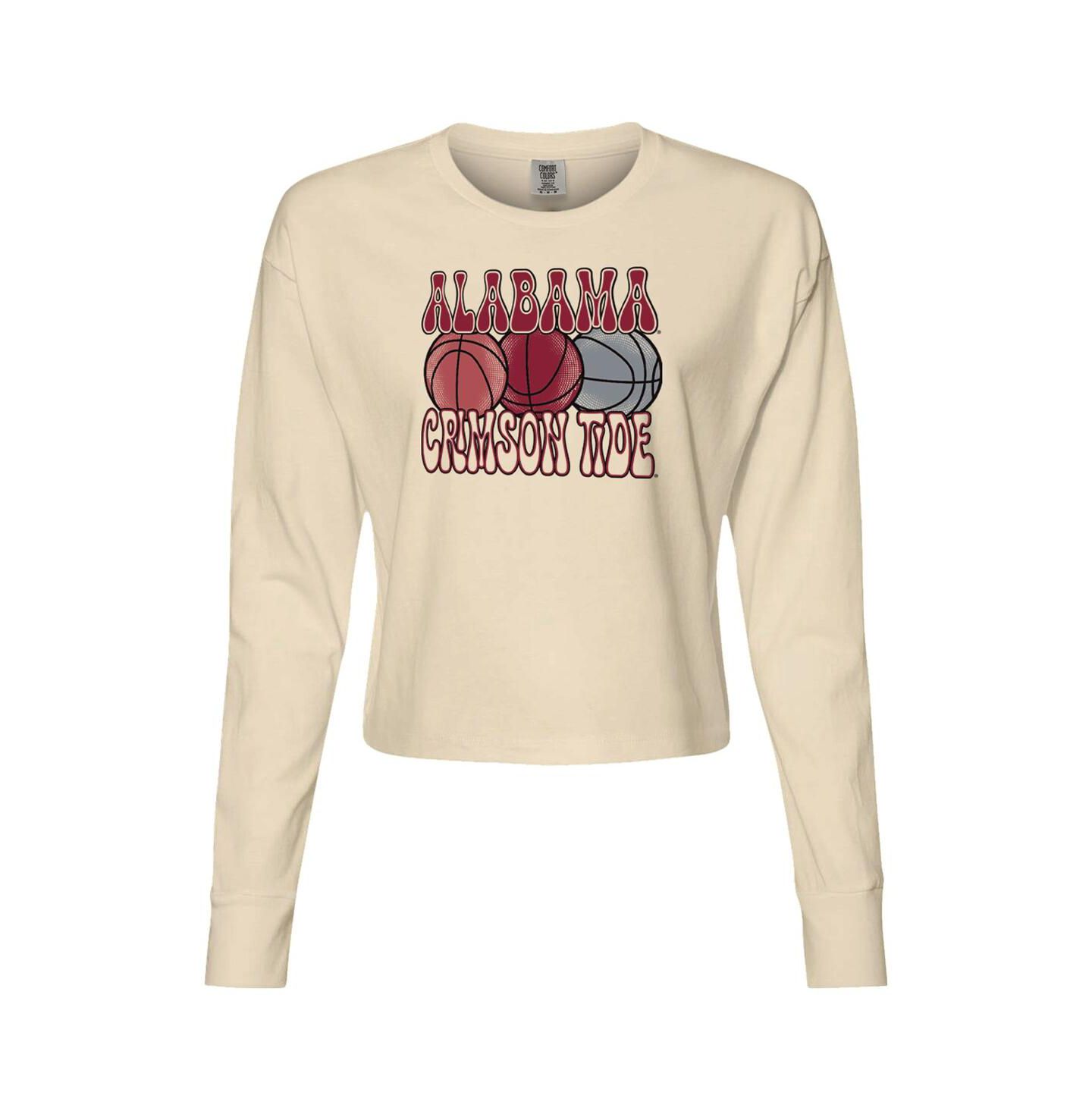 Женская футболка Image One Natural Alabama Crimson Tide Comfort Colors Basketball Cropped Long Sleeve — фото 2