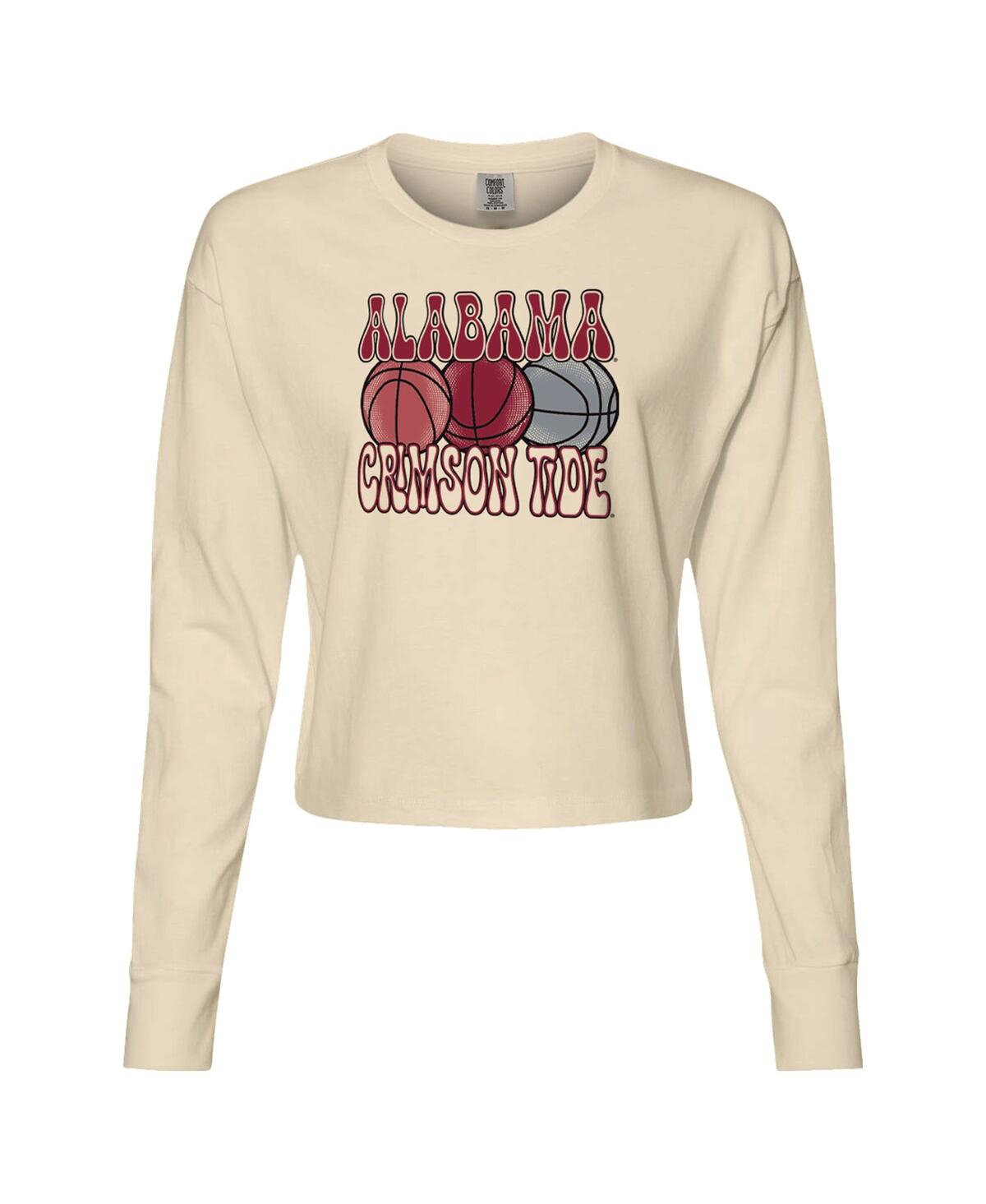 Image One Women's Natural Houston Cougars Comfort Colors Basketball Cropped Long Sleeve T-shirt In Natural