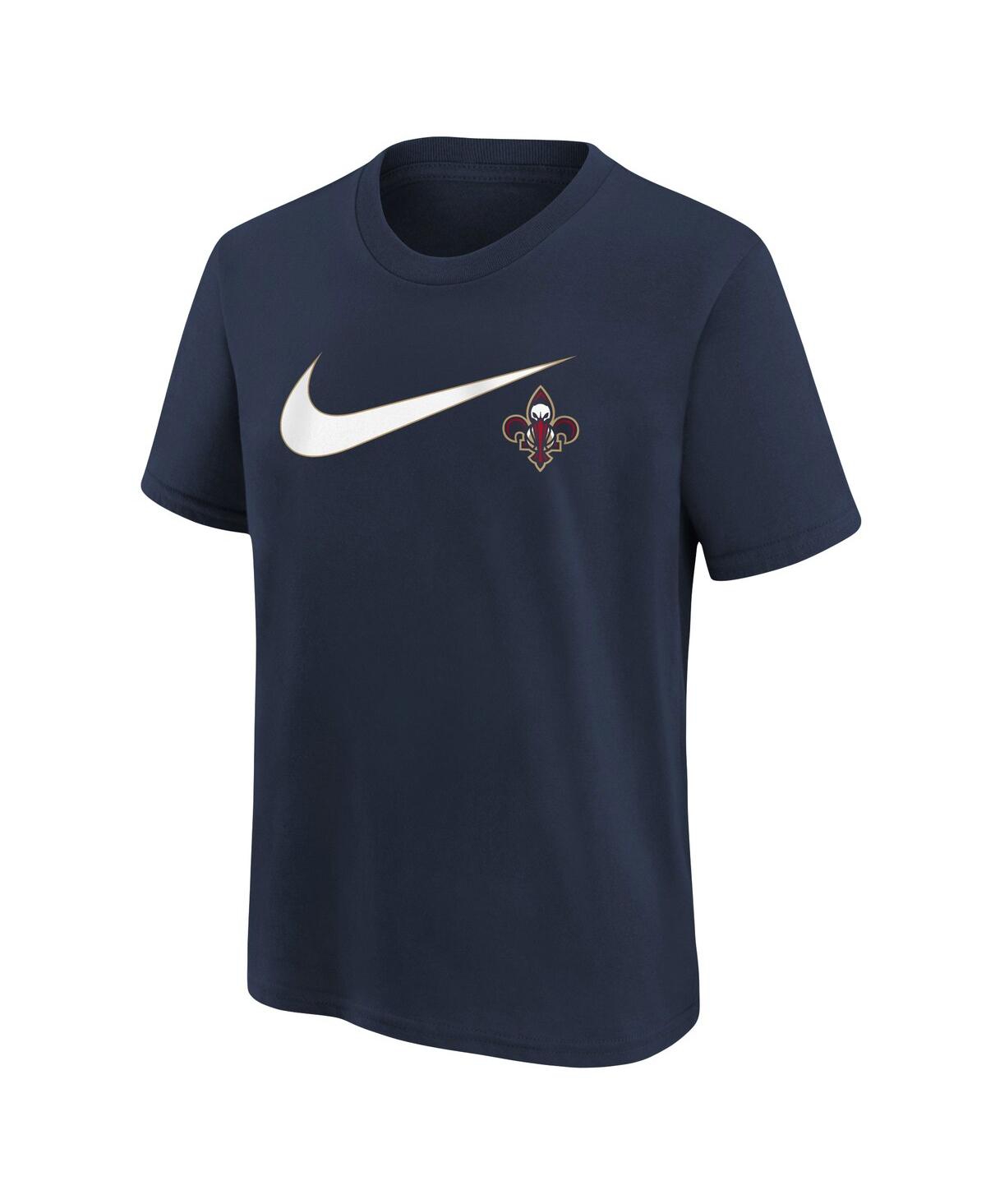 Nike Big Boys And Girls Navy New Orleans Pelicans Swoosh T-shirt In Blue