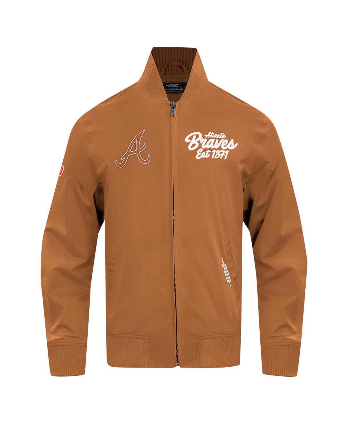 Pro Standard Men'sAtlanta Braves Paint The City Twill Full-Zip Jacket - Brown