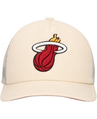 Men's Cream Miami Heat Trucker Adjustable Hat