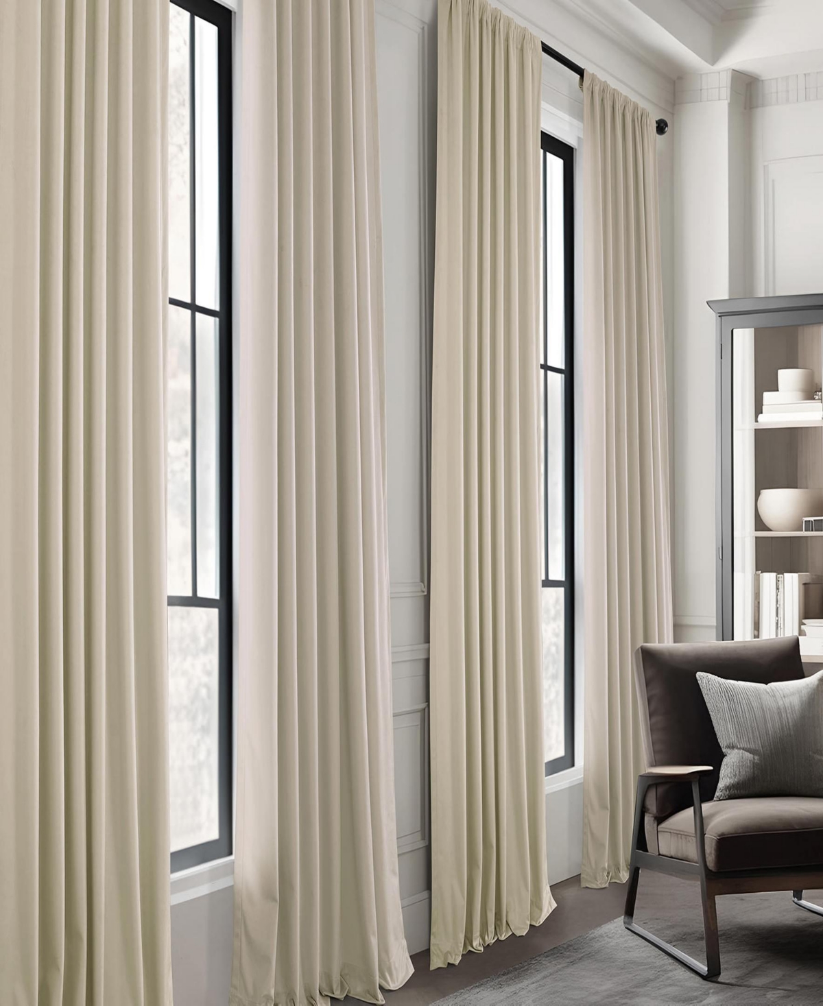 Half Price Drapes Light Ivory Simply Velvet Room Darkening Curtain Pair (2 Panels