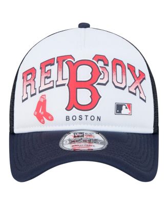 Men's White Boston Red Sox Retro Wordmark 9FORTY A-Frame Trucker Adjustable Hat