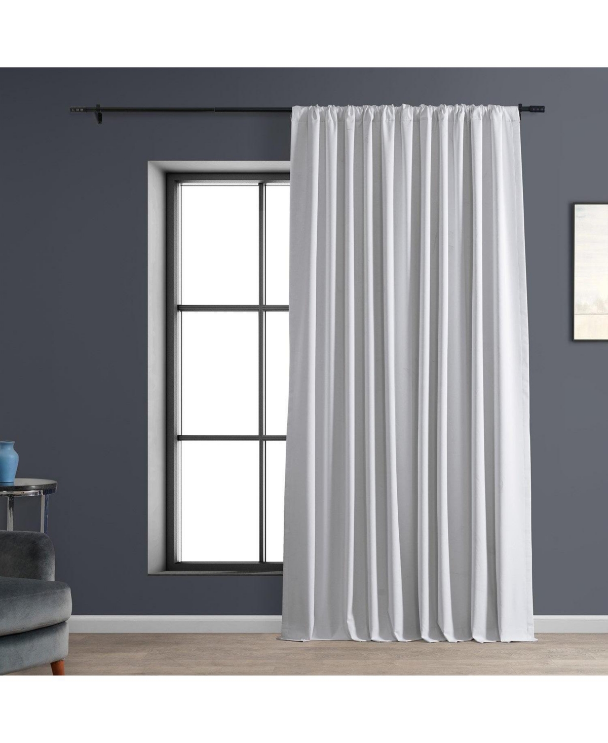 Half Price Drapes White Extra Wide Performance Linen Hotel Blackout Curtain In White