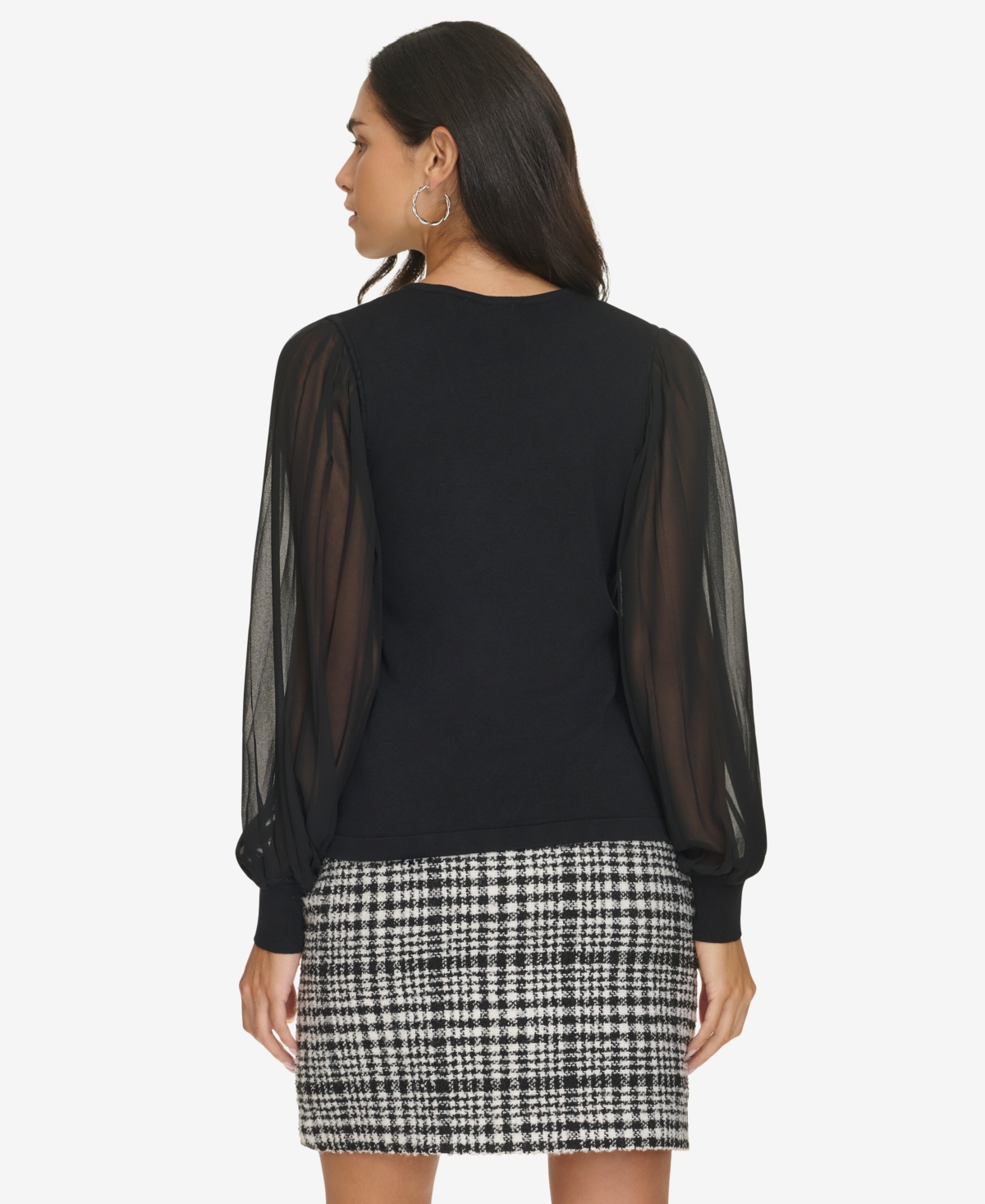 Calvin Klein Women's V-Neck Mixed-Media Top