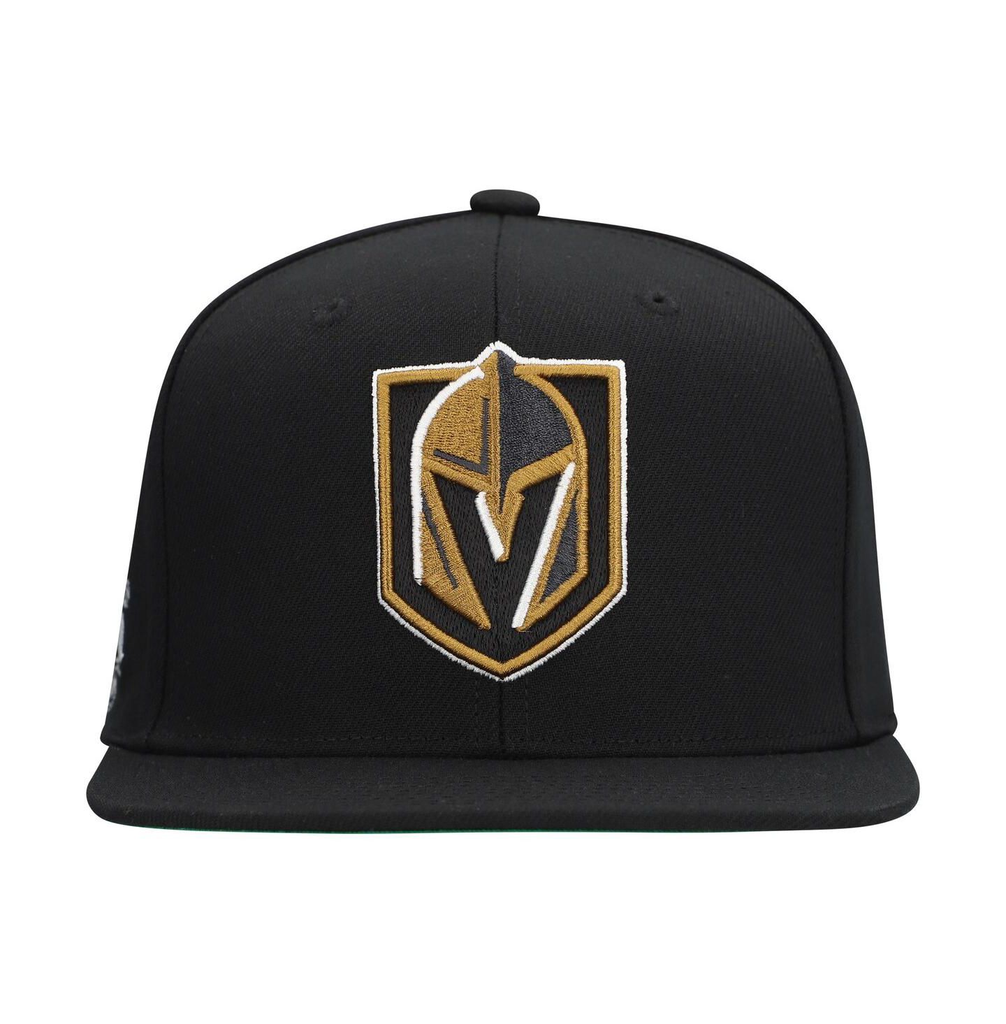 Мужские головные уборы Mitchell & Ness Black Vegas Golden Knights Core Top Spot Snapback Hat — фото 2