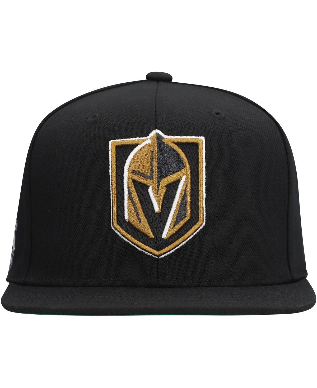 Mitchell & Ness Men's Black Vegas Golden Knights Core Top Spot Snapback Hat In Black