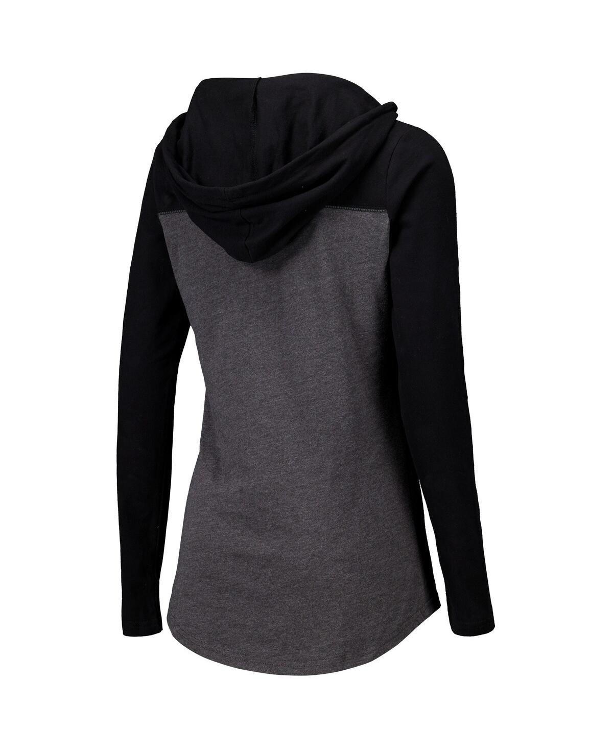 Camp David Women's Heather Charcoal Syracuse Orange Knockout Color Block Hoodie V-neck Long Sleeve T-shirt In Heather Charcoal