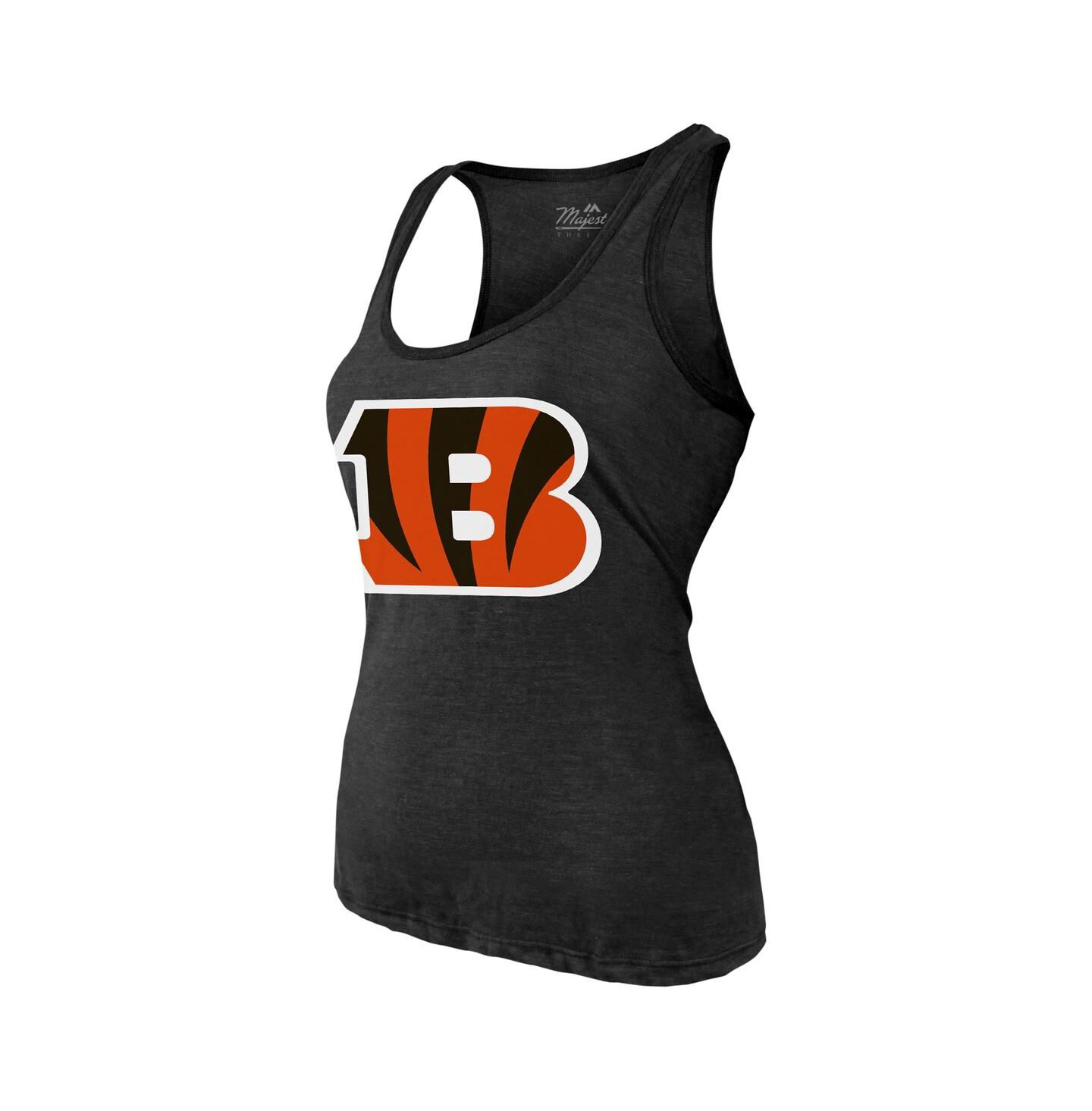 Женский топ Majestic Joe Burrow Black Cincinnati Bengals Name & Number Tri-Blend — фото 2