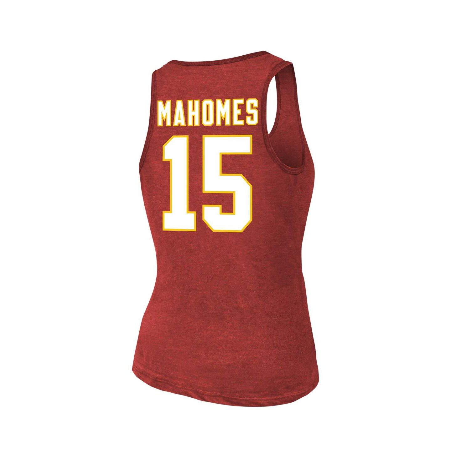 Женский топ Majestic Patrick Mahomes Red Kansas City Chiefs Name & Number Tri-Blend — фото 3