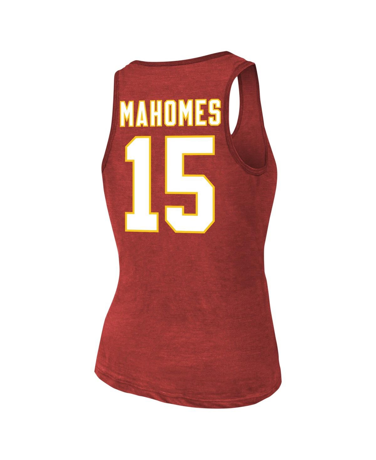 MAJESTIC WOMEN'S PATRICK MAHOMES RED KANSAS CITY CHIEFS NAME NUMBER TRI-BLEND TANK TOP 