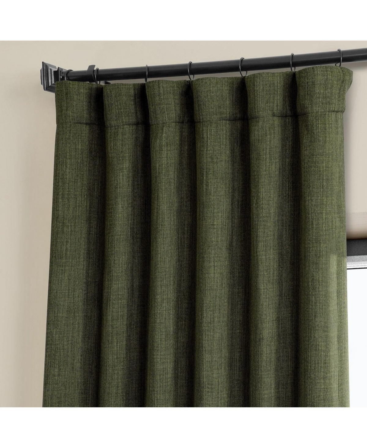 Half Price Drapes Textured Faux Linen Room Darkening Curtain In Green
