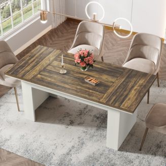 Tribesigns 63" Farmhouse Dining Table for 4-6 People, Rectangle Kitchen ...