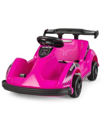6V Battery Powered Go Kart Kids Ride On 4 Wheel Racer RC w/ Bumper & Music Pink
