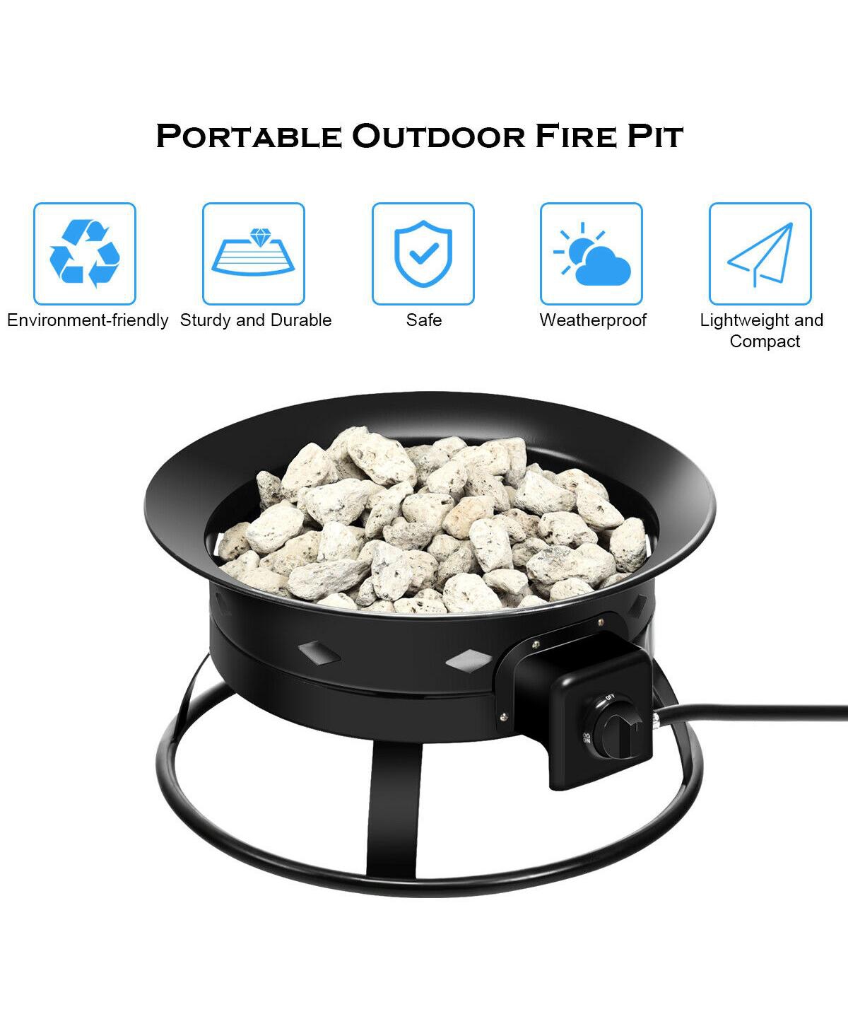 Skonyon 58 000BTU Firebowl Outdoor Portable Propane Gas Fire Pit with Cover and Carry Kit