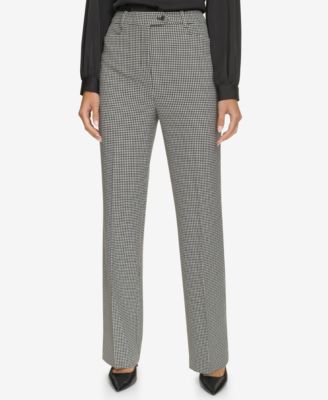 Calvin Klein Women s Straight Leg Houndstooth Pants Macy s