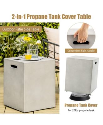 Propane Tank Cover Hideaway Table for Standard 20 Pounds Propane Tank-Gray