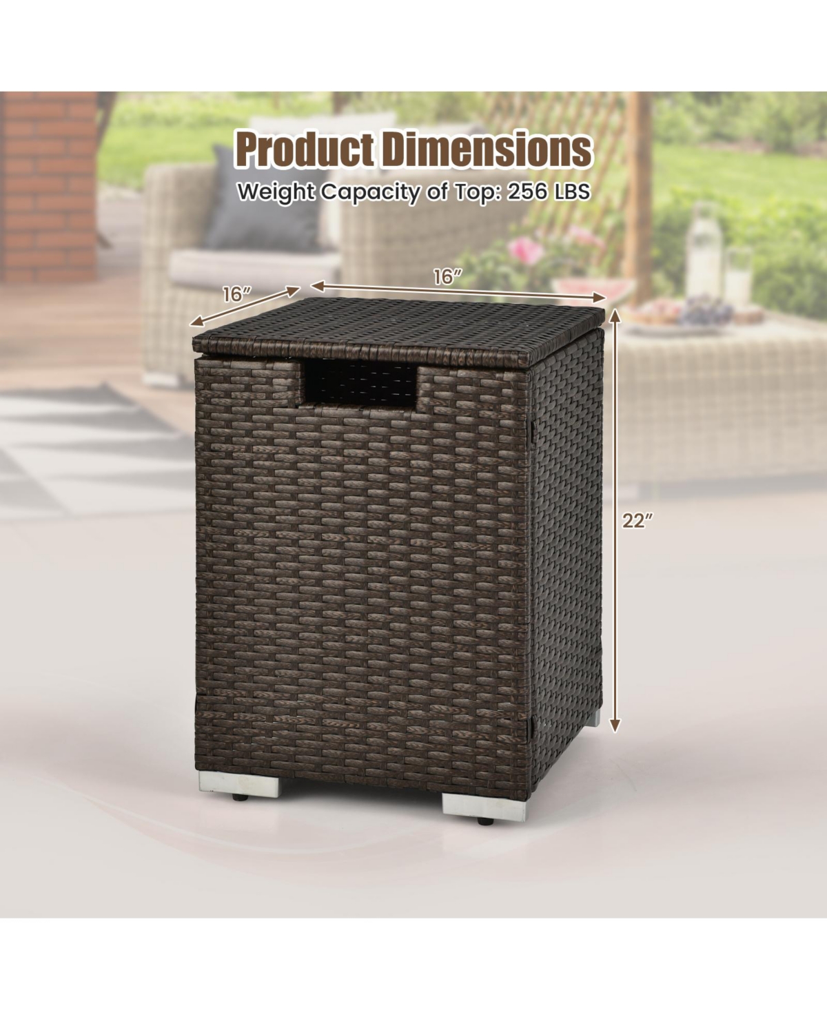 Skonyon 2-in-1 Patio Rattan Gas Propane Tank Cover for lbs Propane Tanks- Brown