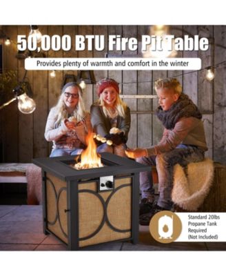 28 Inch 50000 BTU Outdoor Square Fire Pit Table with Cover