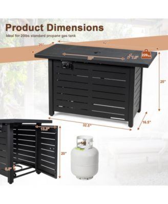 42 Inch 60 000 BTU Rectangular Propane Fire Pit Table with Waterproof Cover