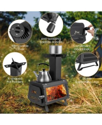 Portable Wood Camping Burning Stove Heater with 2 Cooking Positions