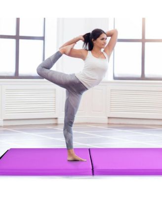 6 x 2 Feet Folding Gymnastic Mat with Carrying Handles for Yoga-Purple