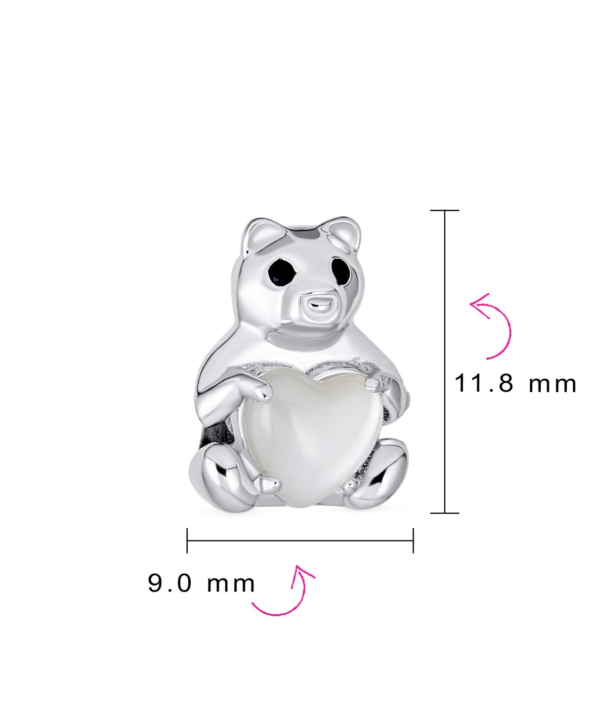 Bling Jewelry Stuff Animal Teddy Bear Charm Bead For Women Daughter Sterling Silver Mop Heart Accent Fits European Bracelet