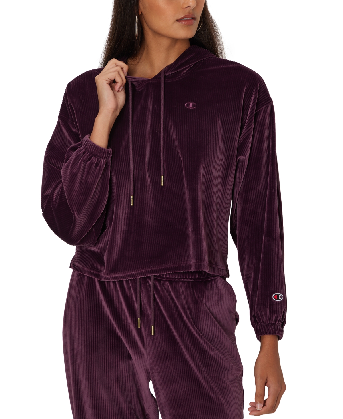 Champion Women's Soft Touch Cord Cropped Hoodie