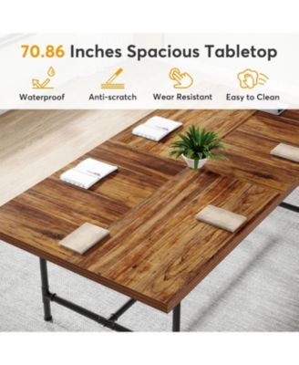 6FT Conference Table, Rustic Rectangle 70.8" W x 35.4" D Meeting Table, Industrial Seminar Table Boardroom Desk