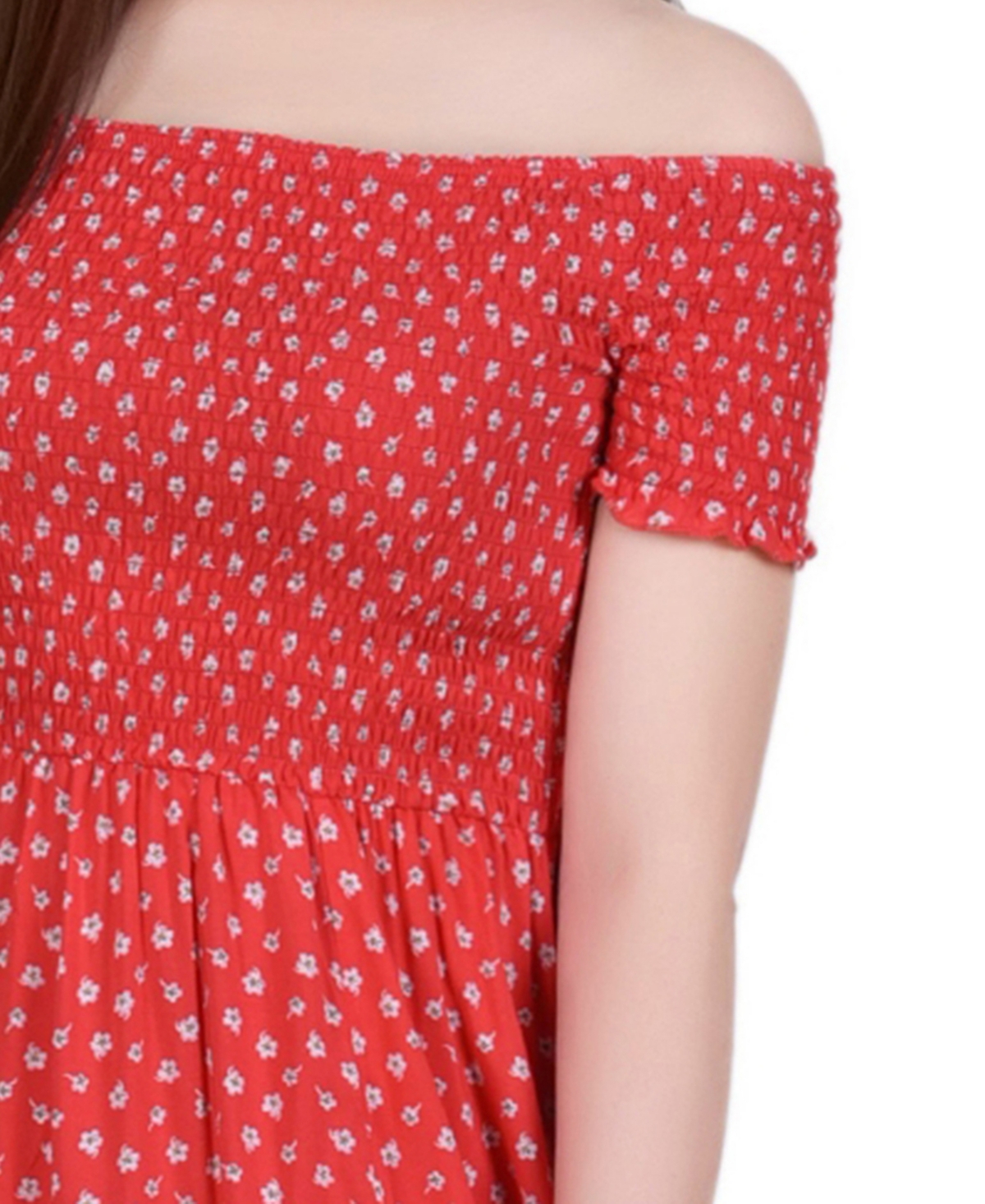 NY COLLECTION PETITE SMOCKED BODICE MAXI DRESS 