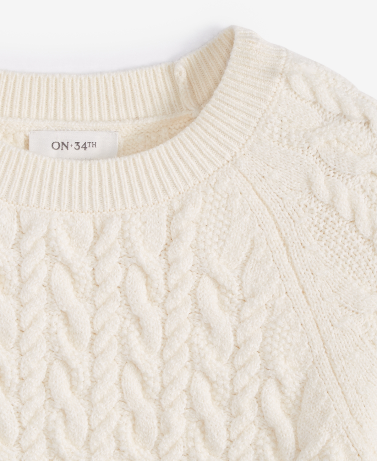 Shop On 34th Women's Cozy Cable-knit Crewneck Sweater, Created For Macy's In Alabaster