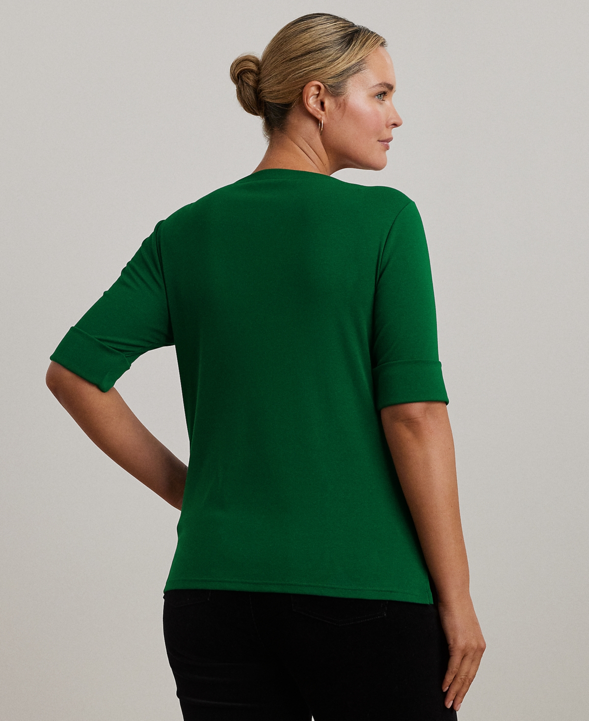 Ralph Lauren Plus Size Elbow-sleeve Top In Green