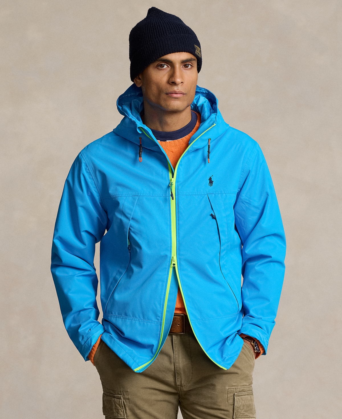 Men's Water-resistant Hooded Jacket In Blz Ocean