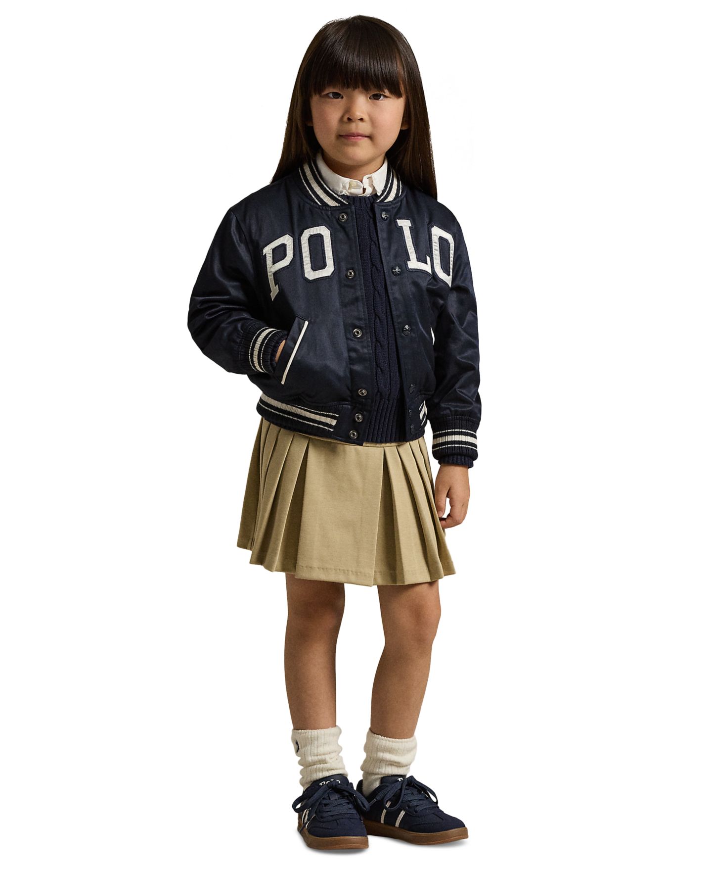 Юбка-шорты Polo Ralph Lauren Pleated Ponte Skort для девочек, цвет: Хаки — фото 2