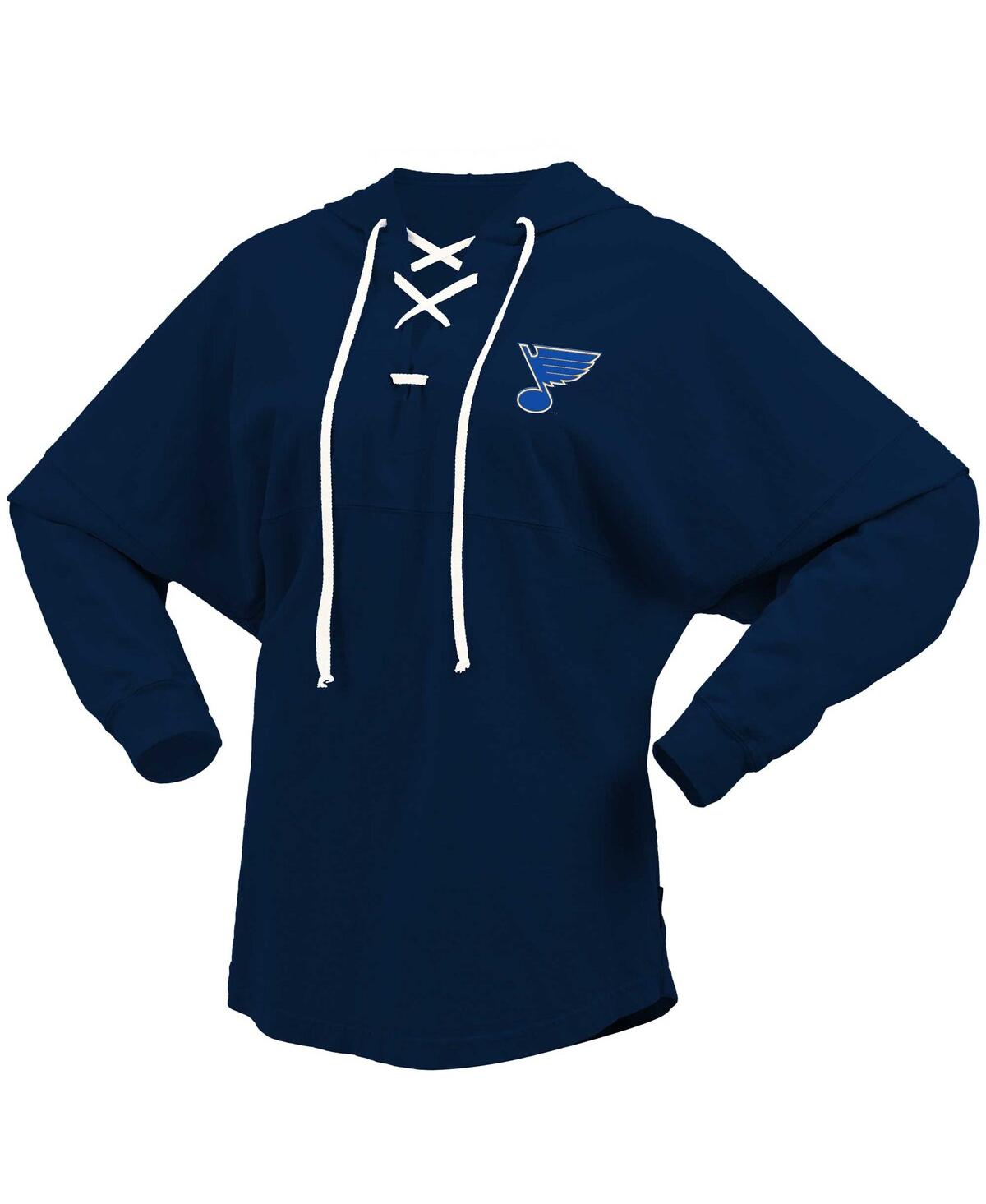Fanatics Men's And Women's Navy St. Louis Blues Jersey Lace-up V-neck Long Sleeve Hoodie T-shirt In Navy