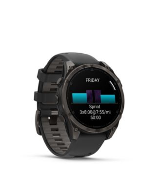 fenix 8 47mm, AMOLED, Outdoor & Fitness GPS Smartwatch, Saphire, Carbon Gray Titanium Black, Black/Pebble Gray Band