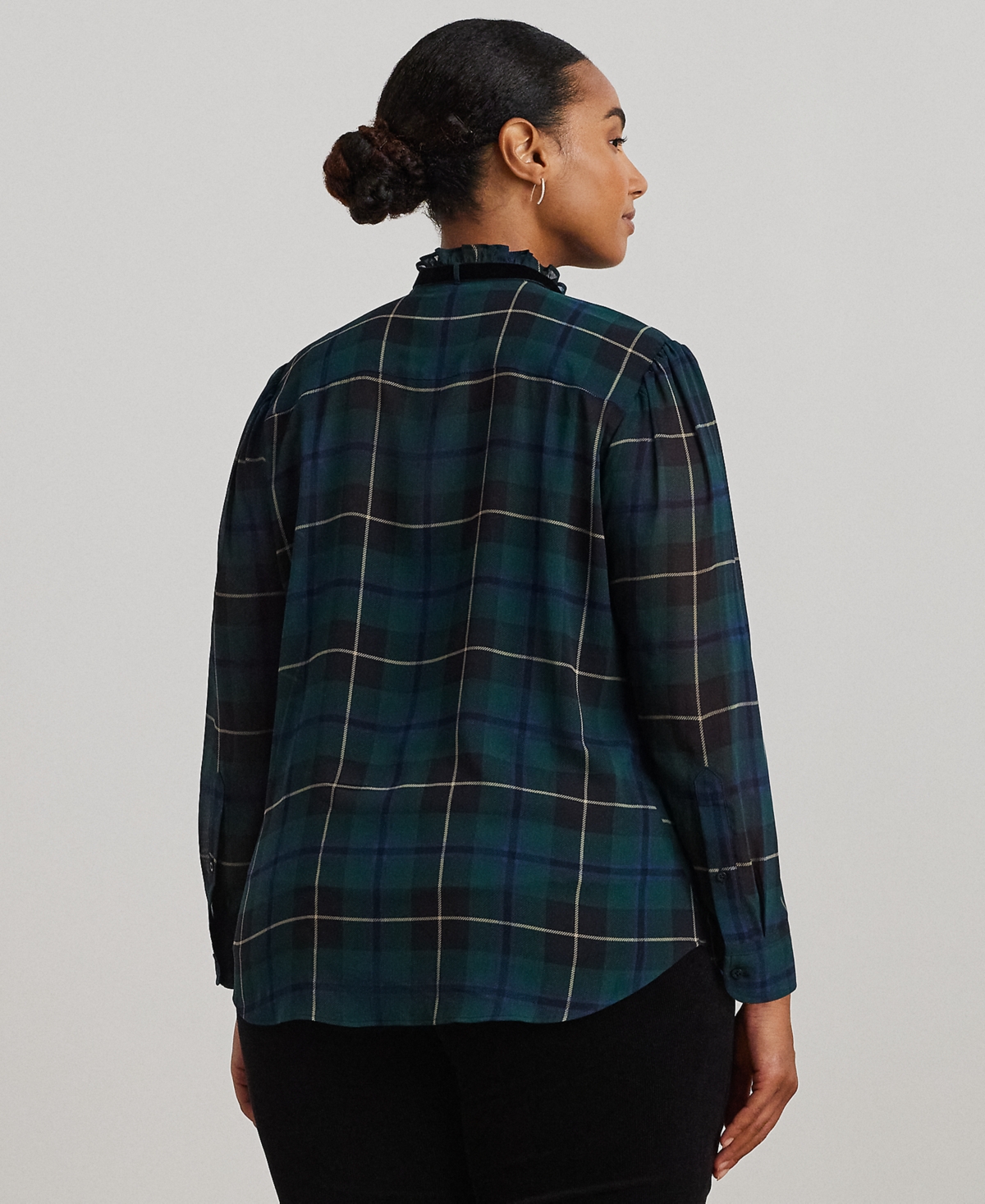 Lauren Ralph Lauren Plus Size Ruffled Plaid Blouse