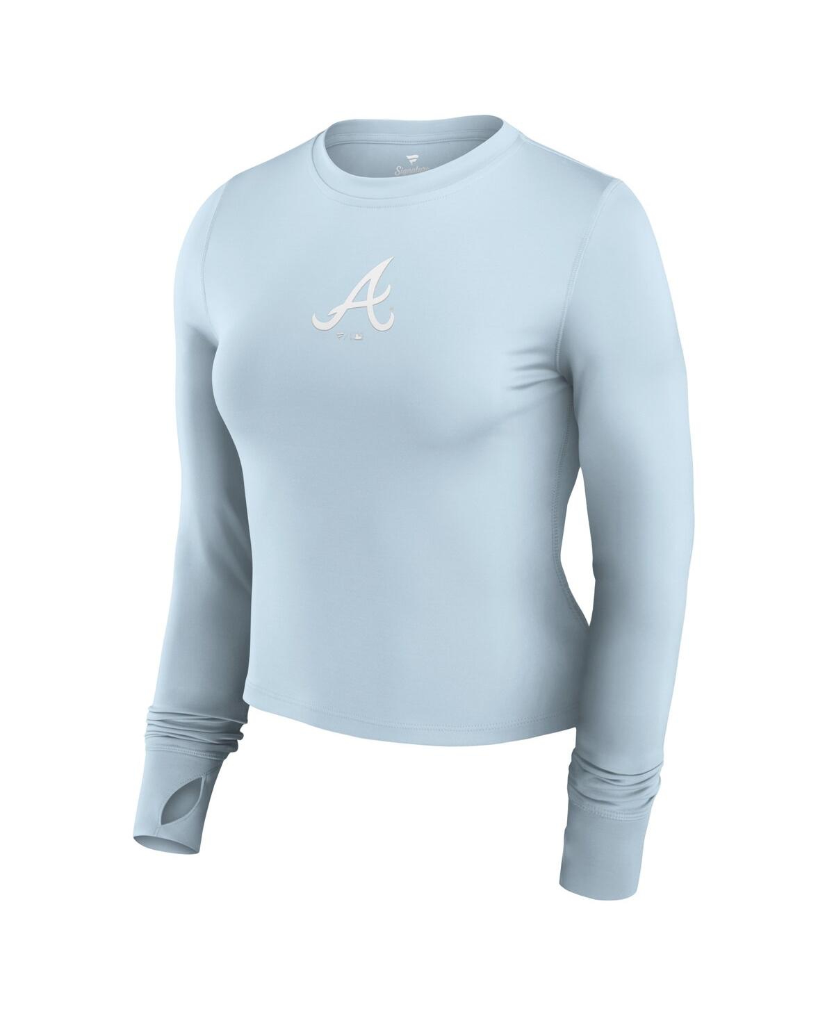 Fanatics Women's Light Blue Atlanta Braves Studio Fitted Long Sleeve Gym Top In Light Blue