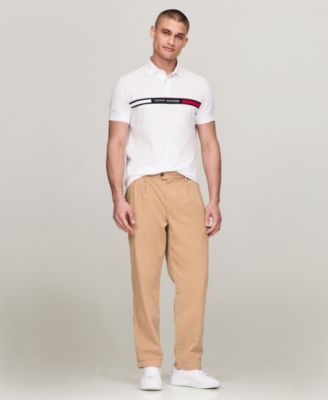 Men's Short Sleeve Embroidered Chest Stripe Polo Shirt