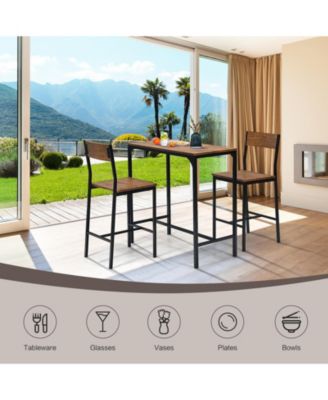 3 Pieces Bar Table Set with 2 Stools