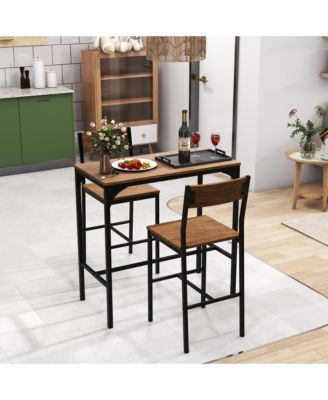 3 Pieces Bar Table Set with 2 Stools